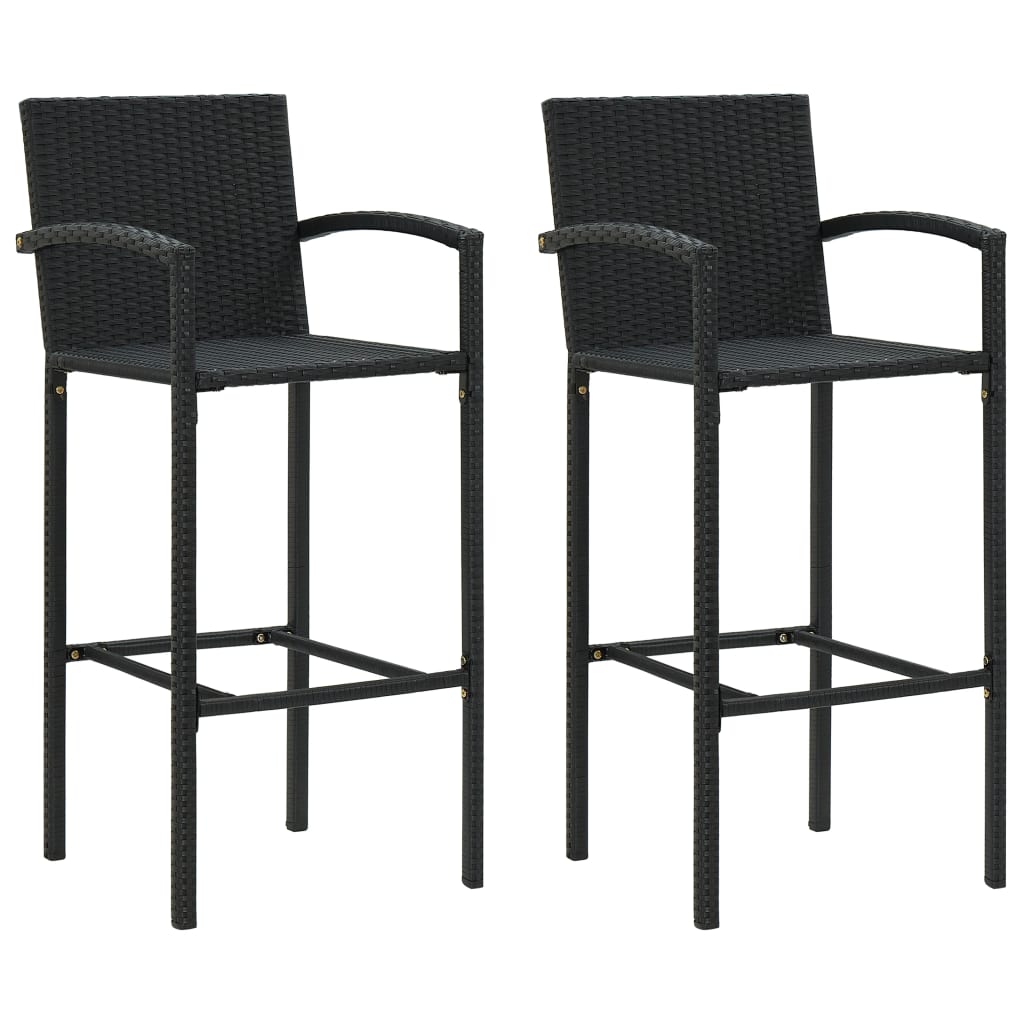 Vidaxl barkrukken 2 st poly rattan zwart