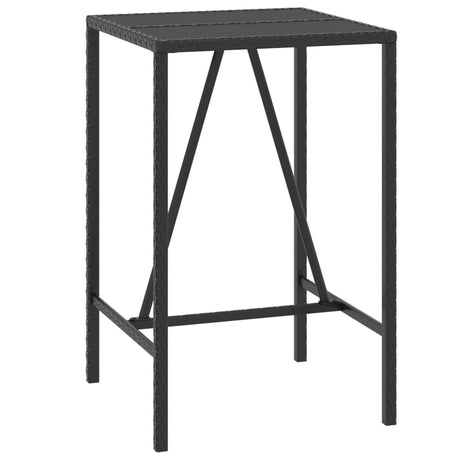 Vidaxl bartafel met glazen blad 70x70x110 cm poly rattan zwart