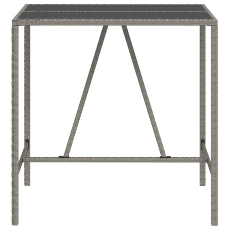 Vidaxl bartafel met glazen blad 110x70x110 cm poly rattan grijs