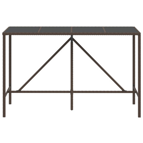 Vidaxl bartafel met glazen blad 180x70x110 cm poly rattan bruin