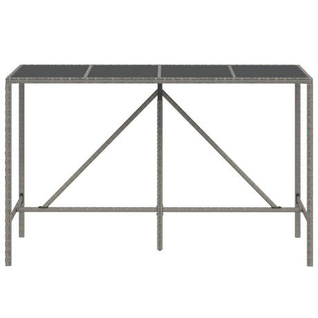 Vidaxl bartafel met glazen blad 180x70x110 cm poly rattan grijs
