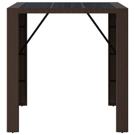 Vidaxl bartafel met glazen blad 105x80x110 cm poly rattan bruin