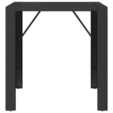 Vidaxl bartafel met glazen blad 105x80x110 cm poly rattan zwart