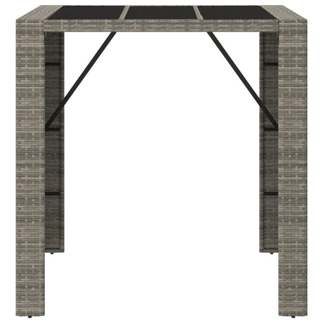 Vidaxl bartafel met glazen blad 105x80x110 cm poly rattan grijs