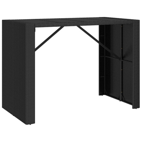 Vidaxl bartafel met glazen blad 145x80x110 cm poly rattan zwart