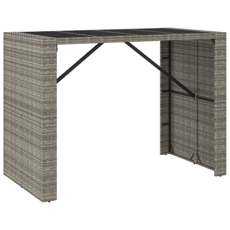 Vidaxl bartafel met glazen blad 145x80x110 cm poly rattan grijs