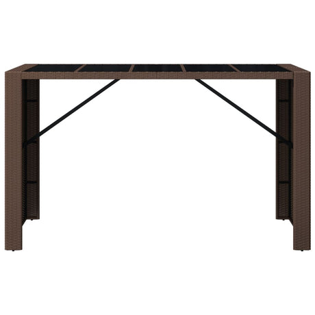 Vidaxl bartafel met glazen blad 185x80x110 cm poly rattan bruin