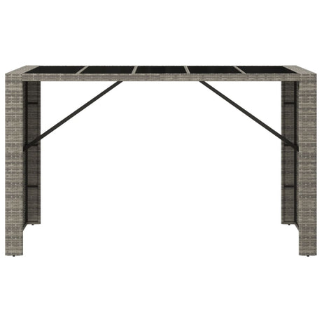 Vidaxl bartafel met glazen blad 185x80x110 cm poly rattan grijs