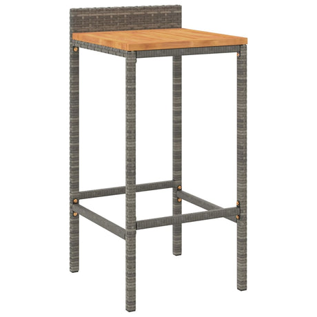 Vidaxl barkrukken 2 st poly rattan en massief acaciahout grijs