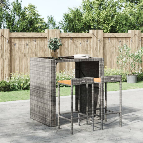 Vidaxl barkrukken 2 st poly rattan en massief acaciahout grijs