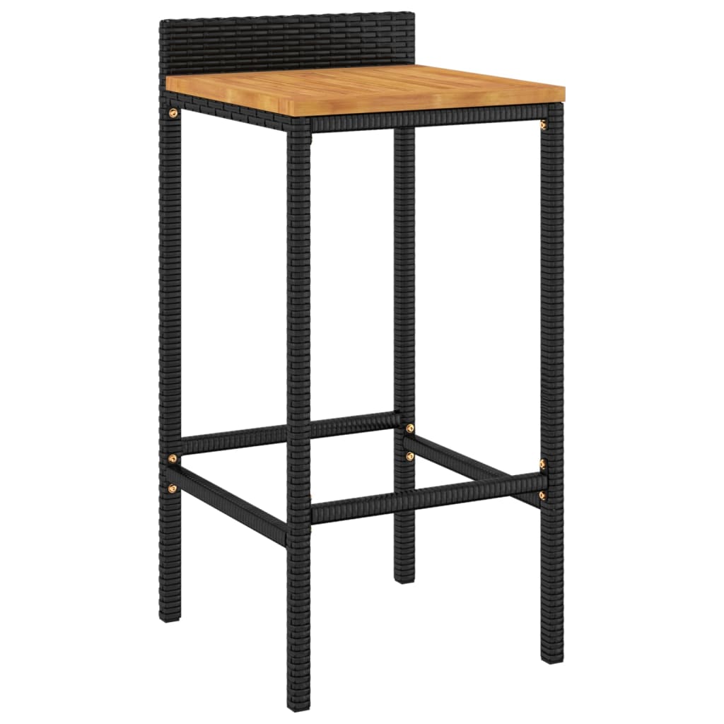 Vidaxl barkrukken 4 st poly rattan en massief acaciahout zwart