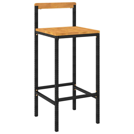 Vidaxl barkrukken 2 st poly rattan en massief acaciahout zwart