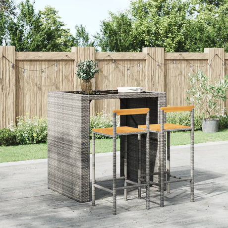 Vidaxl barkrukken 2 st poly rattan en massief acaciahout grijs