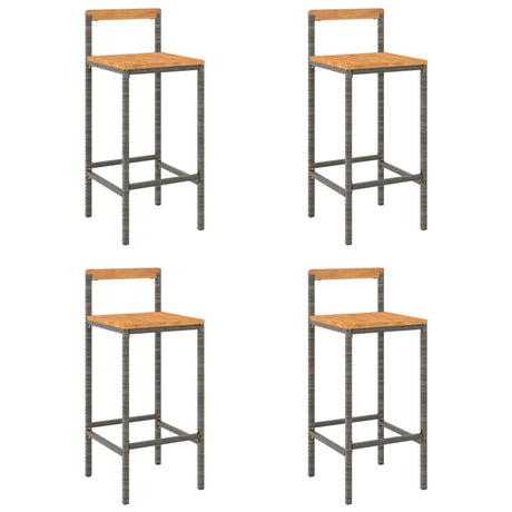 Vidaxl barkrukken 4 st poly rattan en massief acaciahout grijs