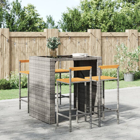 Vidaxl barkrukken 4 st poly rattan en massief acaciahout grijs