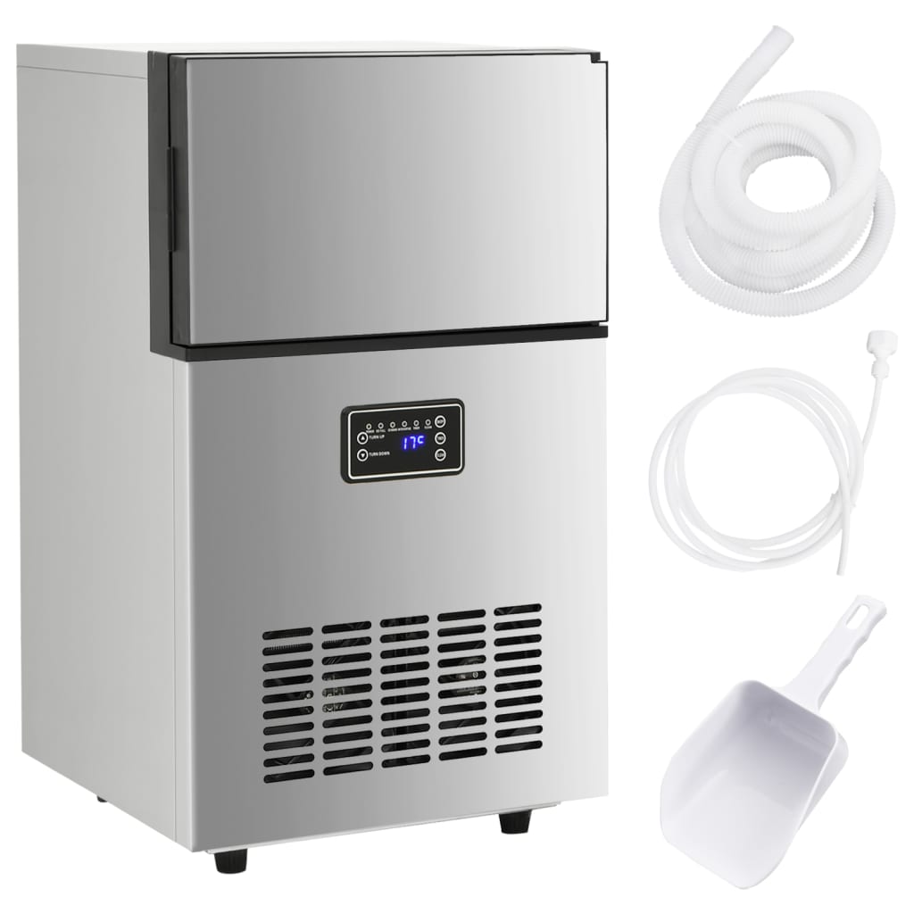 VidaXL Eiswürfelmaschine 45 kg 24 Stunden Silber
