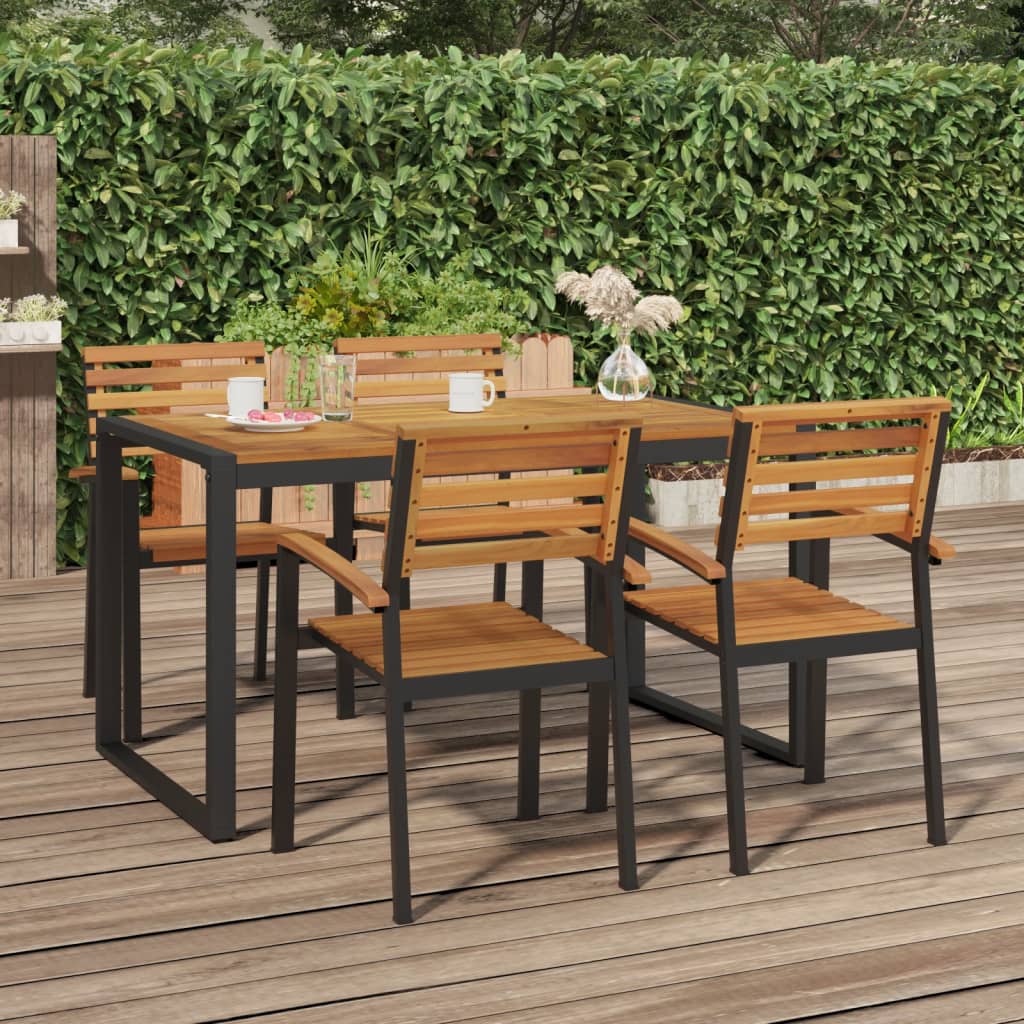 Vidaxl tuinstoelen 4 st stapelbaar massief acaciahout en metaal