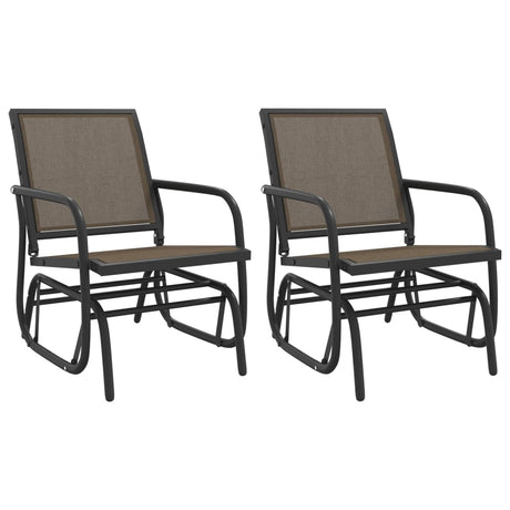 Vidaxl schuifstoelen voor tuin 2 st 61x76x87 cm textileen staal bruin