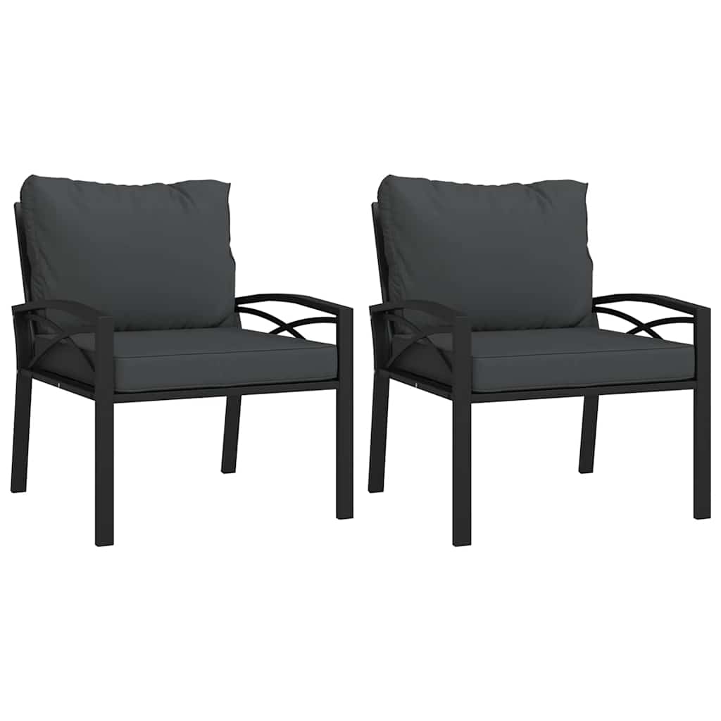 Vidaxl tuinstoelen met grijze kussens 2 st 68x76x79 cm staal