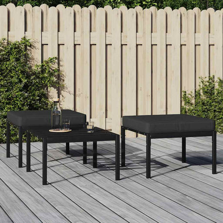 Vidaxl tuinvoetenbanken met grijze kussens 2 st 60x60x35 cm staal