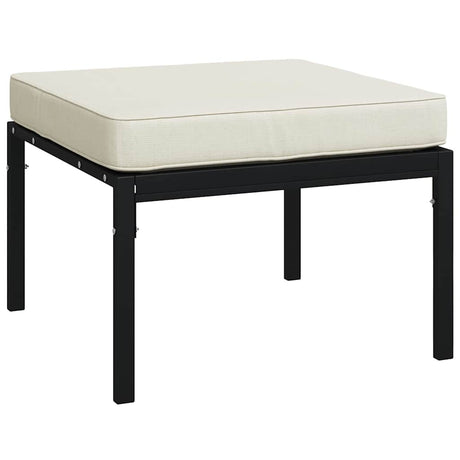 Vidaxl tuinvoetenbanken met zandkleur kussens 2 st 60x60x35 cm staal