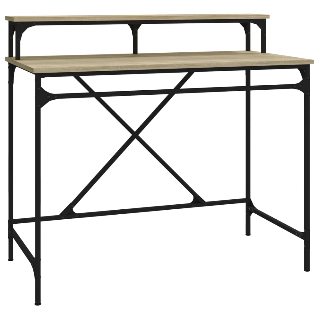 Vidaxl bureau 100x50x90 cm bewerkt hout en ijzer sonoma eikenkleur