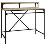 Vidaxl bureau 100x50x90 cm bewerkt hout en ijzer sonoma eikenkleur