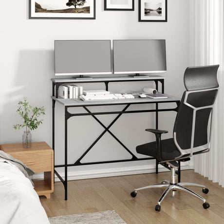 Vidaxl bureau 100x50x90 cm bewerkt hout en ijzer grijs sonoma eiken