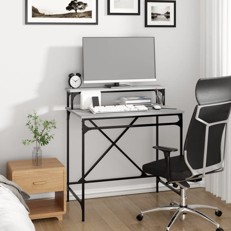 Vidaxl bureau 80x50x90 cm bewerkt hout en ijzer grijs sonoma eiken