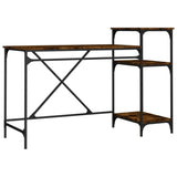 Vidaxl bureau 135x50x90 cm bewerkt hout en ijzer gerookt eikenkleurig