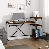 Vidaxl bureau 135x50x90 cm bewerkt hout en ijzer gerookt eikenkleurig