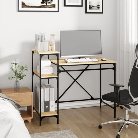Vidaxl bureau schappen 105x50x90 bewerkt hout en ijzer sonoma eiken