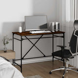 Vidaxl bureau 100x50x75 cm bewerkt hout en ijzer gerookt eikenkleurig