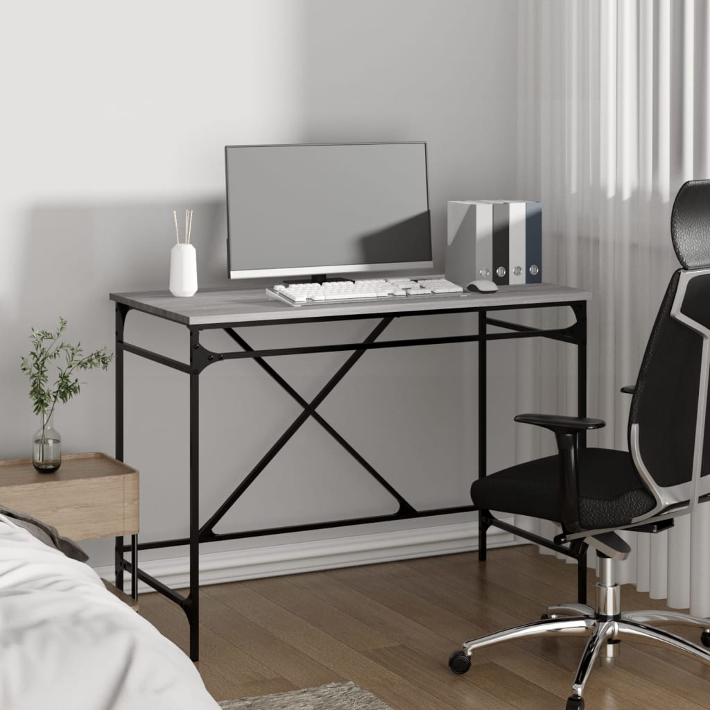 Vidaxl bureau 100x50x75 cm bewerkt hout en ijzer grijs sonoma eiken