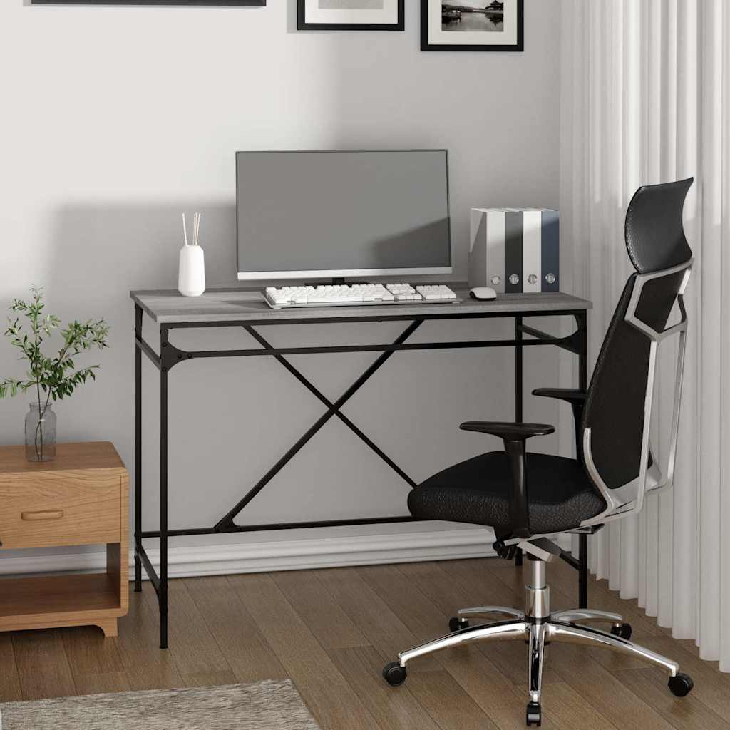 Vidaxl bureau 100x50x75 cm bewerkt hout en ijzer grijs sonoma eiken