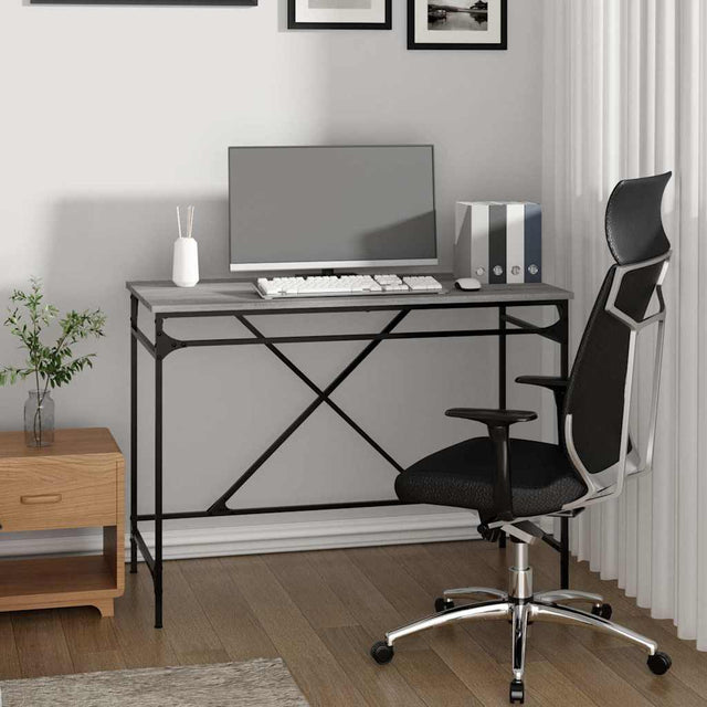 Vidaxl bureau 100x50x75 cm bewerkt hout en ijzer grijs sonoma eiken