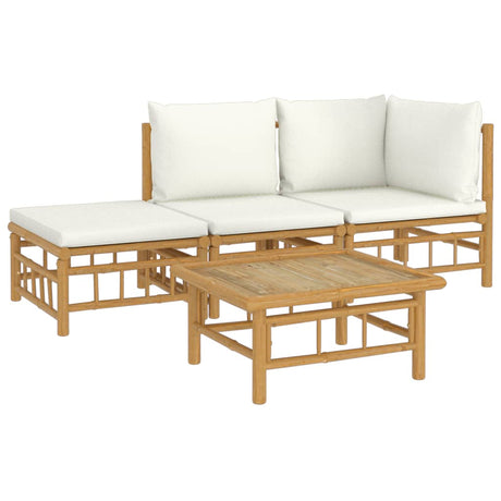 Vidaxl 4-delige loungeset met kussens bamboe crèmewit