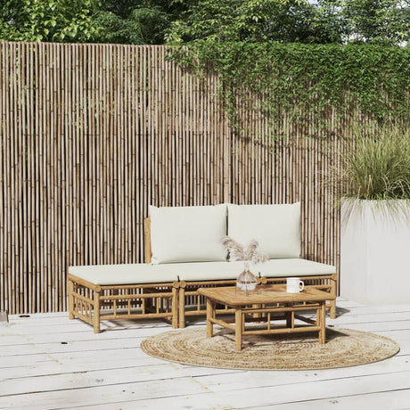 Vidaxl 4-delige loungeset met kussens bamboe crèmewit
