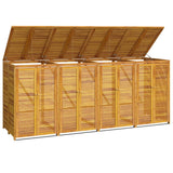 VidaXL Mülleimer-Aufbewahrung, vierfach, 280 x 89 x 117 cm, massives Akazienholz