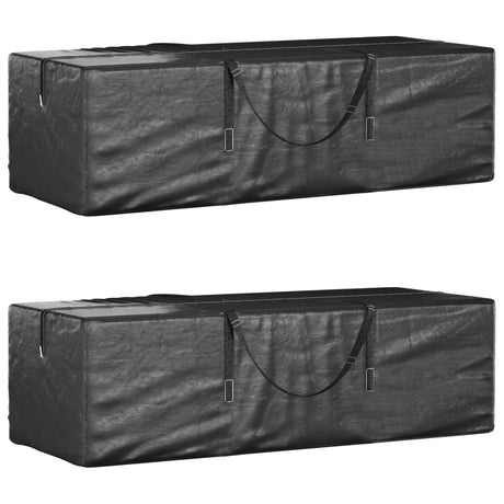 Vidaxl opbergtassen tuinkussens 2 st 135x40x55 cm polyetheen zwart