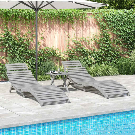 Vidaxl ligbedden 2 st 184x55x64 cm massief acaciahout grijs