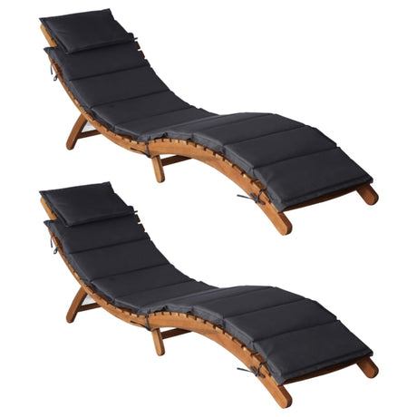 Vidaxl ligstoelen met kussens 2 st massief acaciahout donkergrijs