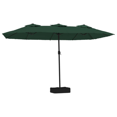 Vidaxx Sonnenschirm Doppeldach mit LED 449x245 cm grün