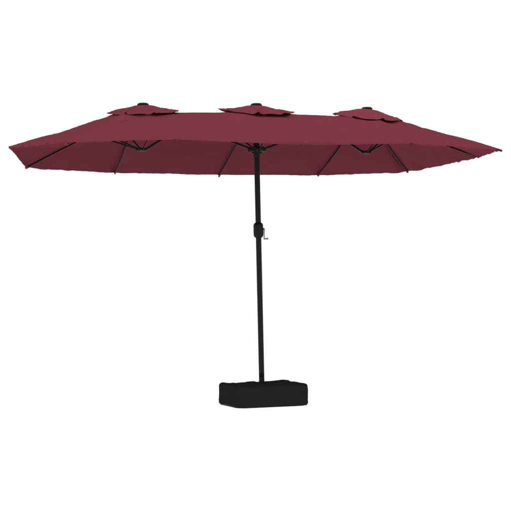 Vidaxx Sonnenschirm Doppeldach mit LED 449x245 cm bordeaux
