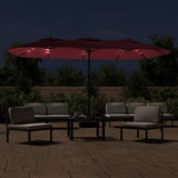Vidaxx Sonnenschirm Doppeldach mit LED 449x265 cm bordeaux