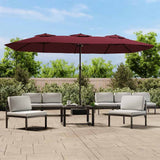 Vidaxx Sonnenschirm Doppeldach mit LED 449x265 cm bordeaux