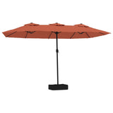 Vidaxx Sonnenschirm Doppeldach mit LED 449x245 cm terrakottafarben