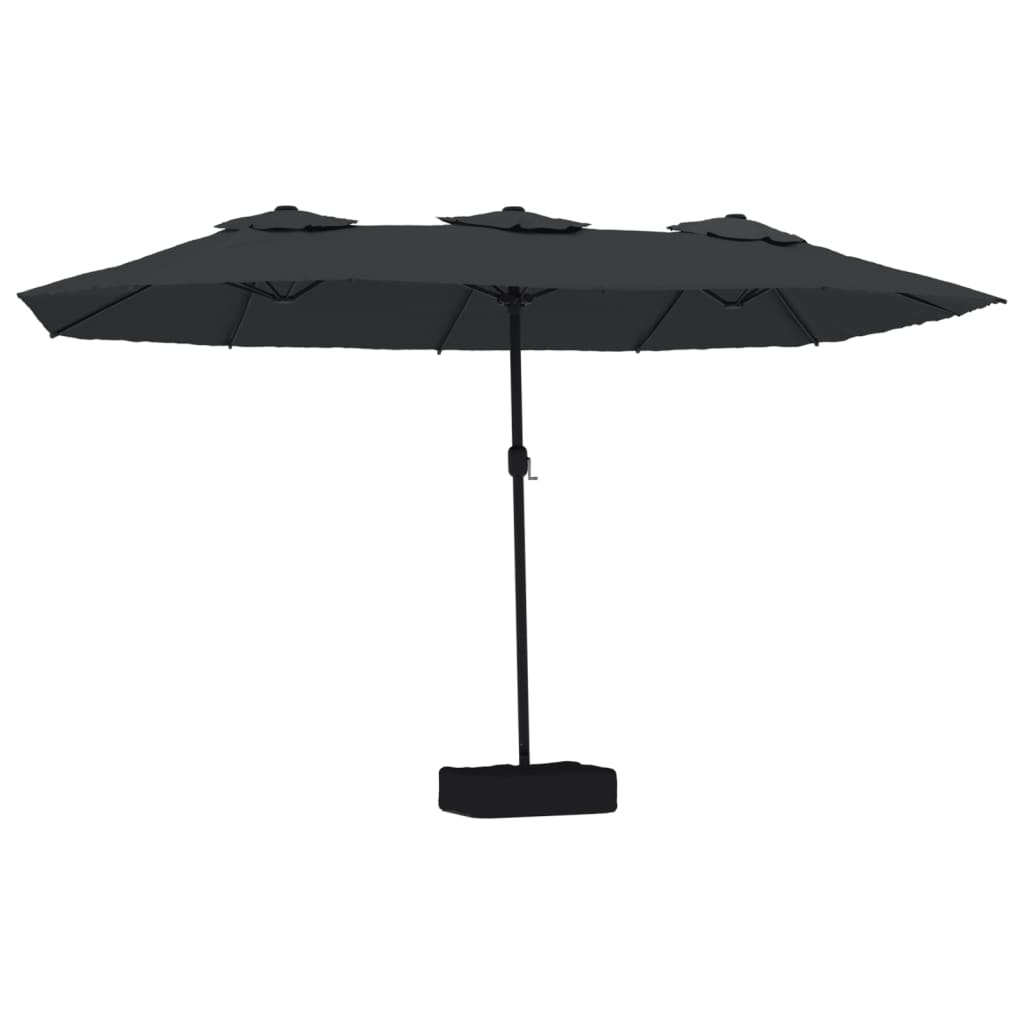 VidaXL Sonnenschirm Doppeldach mit LED 449x245 cm schwarz