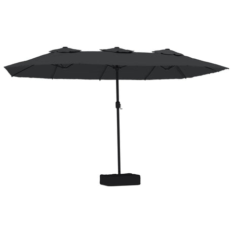 VidaXL Sonnenschirm Doppeldach mit LED 449x245 cm schwarz