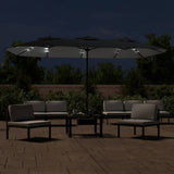 VidaXL Sonnenschirm Doppeldach mit LED 449x245 cm schwarz